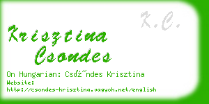 krisztina csondes business card
